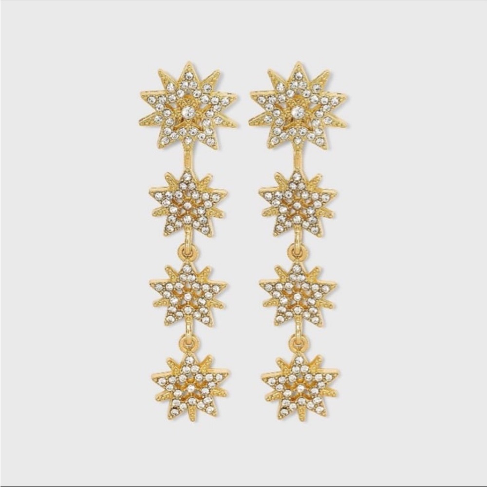 Sugarfix Baublebar Starburst Star Ear Jacket Drop Crystal Earrings Studs